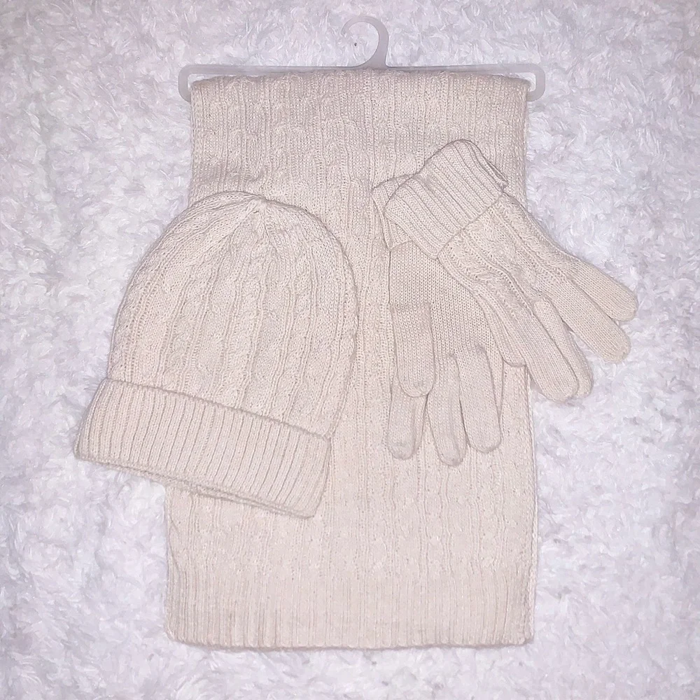 ✨White Scarf knitting wool Set Cold Weather Hat and scarves sets for women✨ - Picture 3 of 9